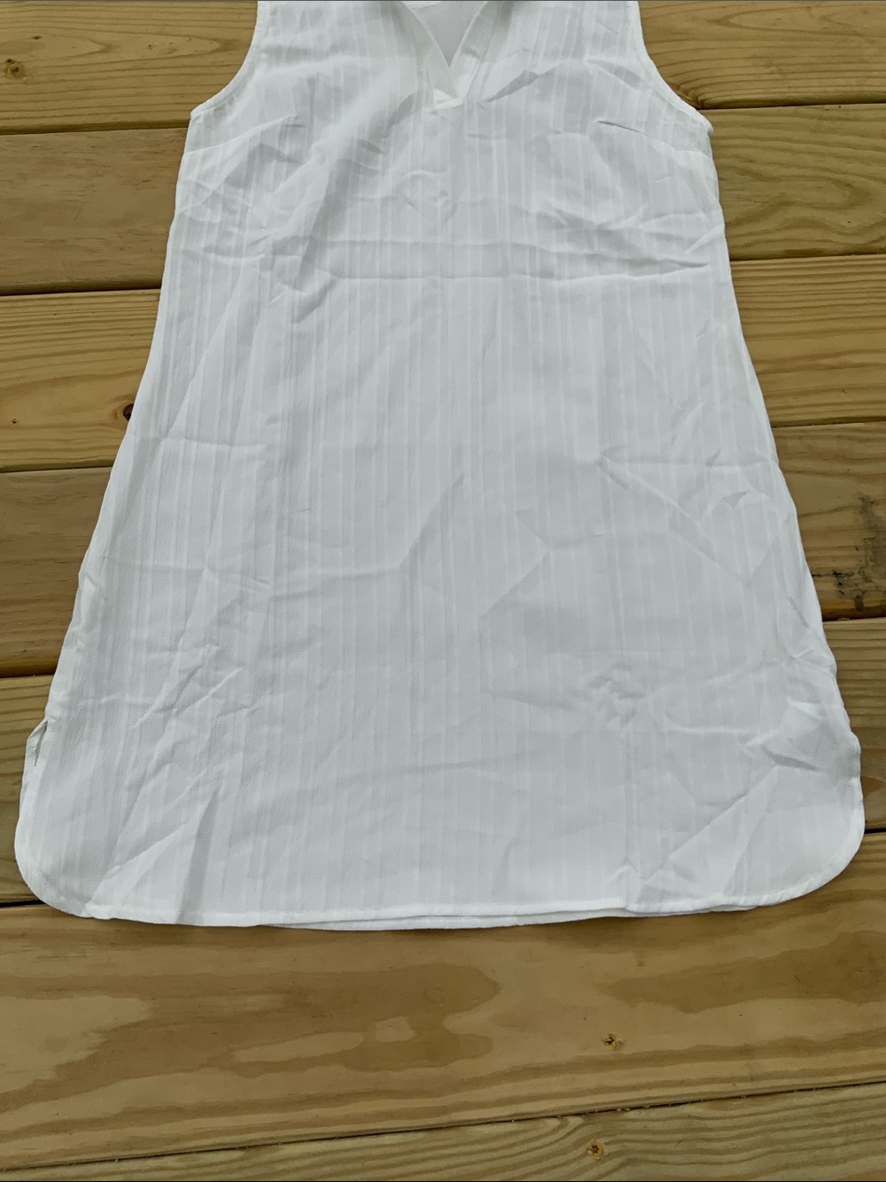 NWT Cupshe White Sleeveless Swim Cover Up With Split V Neck Size Small - Picture 6 of 11